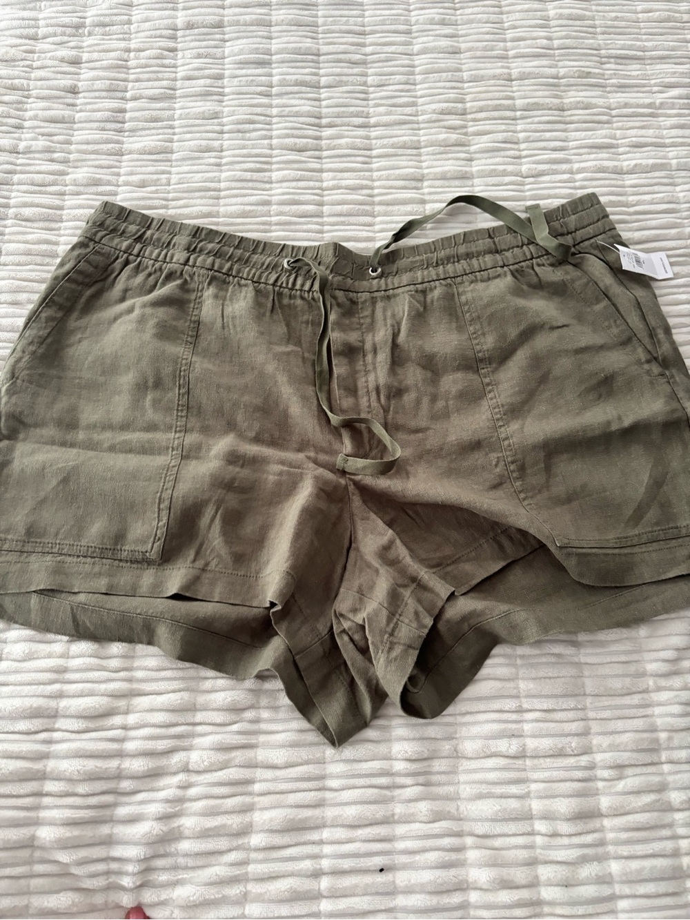 GAP Olive Drawstring Linen-Blend Waist Shorts